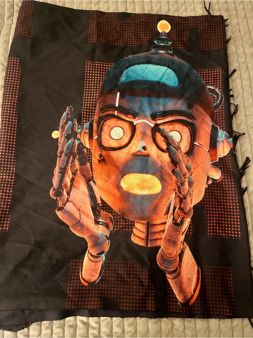 Ray Volpe Pashmina/scarf with robot artwork